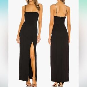 Capuffy Spaghetti Strap Maxi Dress Thigh-High Slit Cocktail Party Black Sz 8-10